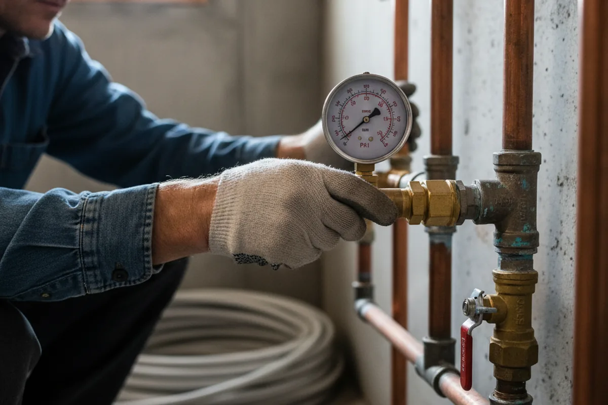 Pressure testing a repaired line during Water Line Repair in Paint Rock